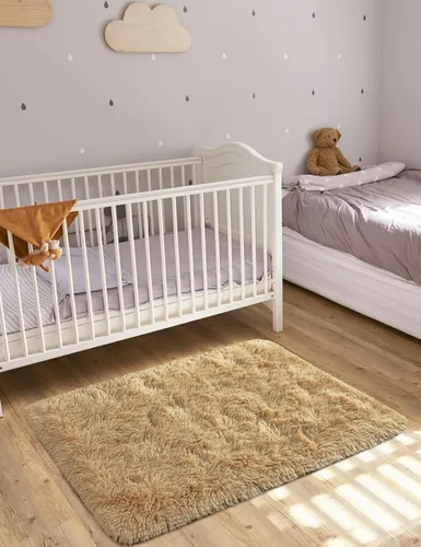 Miniatura 4 de Macgace - Alfombras pequeñas para dormitorio, 2 x 3, beige, antideslizante, alfombra de área, súper suave, de felpa esponjosa, alfombra moderna
