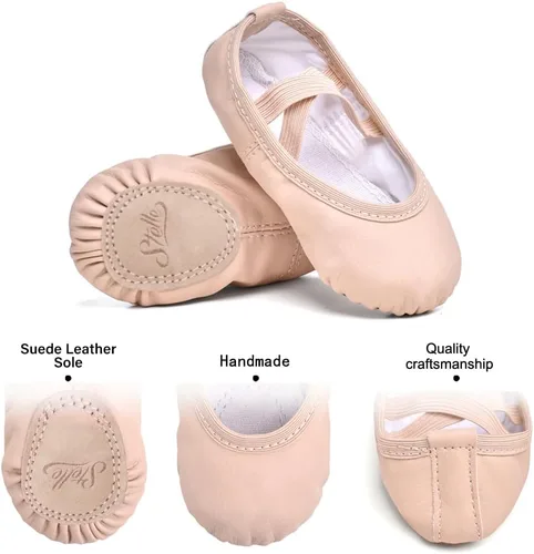 Miniatura 4 de Stelle Zapatos de ballet para niñas Zapatillas de ballet para niños pequeños Zapatillas de cuero suave para niños Zapatos de baile para niños