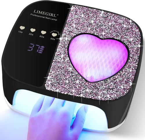 Kit de lámpara de uñas UV LED LimeGirl para esmalte en gel profesional de curado rápido Luz secadora negra con 4 configuraciones de temporizador