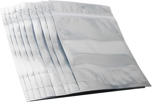 Miniatura 8 de Ellbest 100 bolsas de plástico resellables de aluminio Mylar de aluminio, bolsas de almacenamiento plateadas, bolsas de almacenamiento herméticas