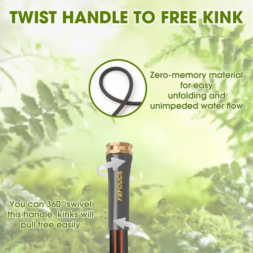 Miniatura 2 de Manguera de jardín resistente, manguera híbrida flexible y ligera de 5/8 pulgadas con presión de estallido de 600 PSI, mango giratorio y accesorios
