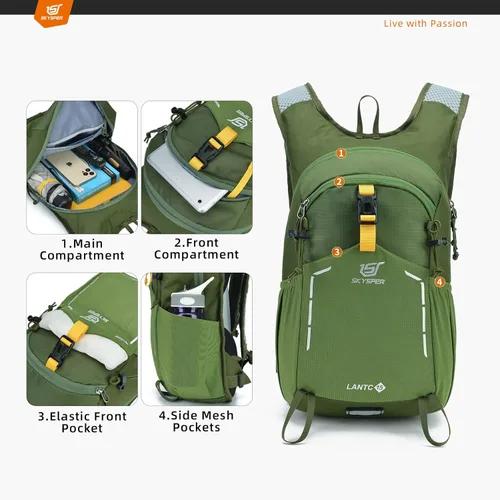 Miniatura 3 de SKYSPER Mochila de senderismo pequeña – Mochila de viaje de 15 L, ligera, resistente al agua, mochilas de senderismo para mujeres y hombres