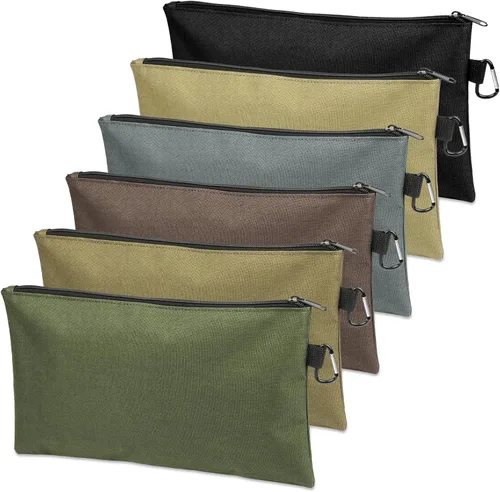 Miniatura 10 de Paquete de 3 bolsas de herramientas con cremallera, bolsa de herramientas de alta calidad, organizador de almacenamiento multiusos con mosquetón