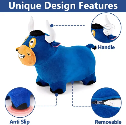 Miniatura 3 de iPlay, iLearn Bouncy Pals Toro Saltarín, Saltador de Animales Inflable de Felpa, Juguetes de Salto y Saltarines para Montar en Interiores