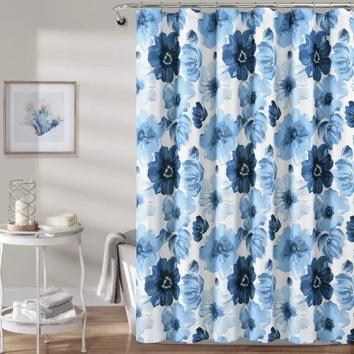 Miniatura 9 de Lush Decor Leah Cortina de Ducha Floral, 72" An x 72" L, Amarillo y Gris - Cortinas de Ducha de Tela - Cortina de Baño Botánica de Acuarela