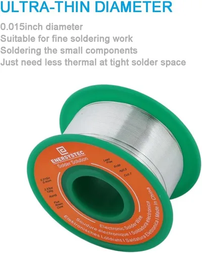 Miniatura 3 de Alambre de soldadura fino 0.016 in sin plomo Electrónica Soldadura Alambre Núcleo de colofonia Sn99 Ag0.3 Cu0.7 Soldadura eléctrica activada 3.53 oz