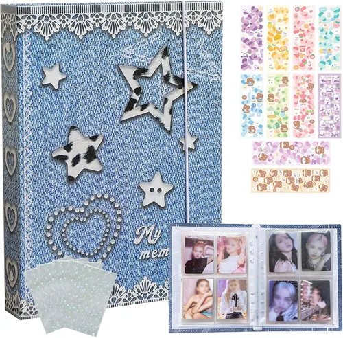 Miniatura 11 de Carpeta de tarjetas fotográficas Kpop 3 pulgadas Libro de soporte para tarjetas fotográficas Kpop con 50 fundas holográficas para tarjetas y Morado