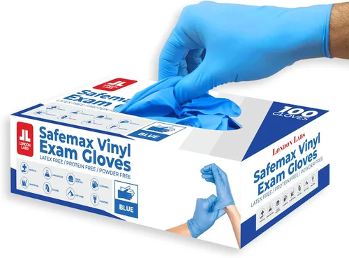 Miniatura 6 de London Labs Guantes de examen de vinilo sintético, sin polvo, sin látex, desechables, ultra fuertes, seguros para alimentos, cuidado de la salud