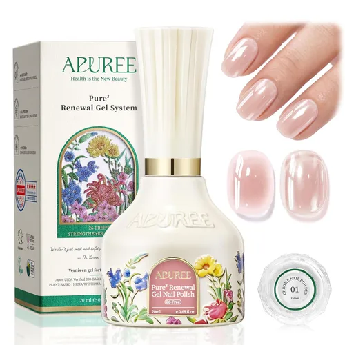 Miniatura 23 de APUREE Esmalte de uñas de gel fortalecedor: ámbar traslúcido Certificado USDA de base biológica Calidad de salón libre de HEMA Esmalte de gel