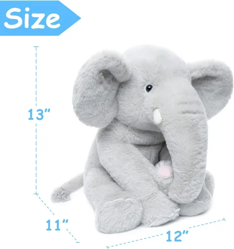 Miniatura 9 de WEIGEDU Elefante de peluche gris de 13" - Juguete de felpa para niños, niñas, bebés, para regalo de baby shower, para dormir, para cumpleaños