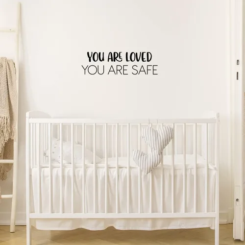 Miniatura 2 de Calcomanía de vinilo para pared, con texto en inglés «You are Loved You are Safe», 7.5 x 25 pulgadas, moderna calcomanía inspiradora con cita