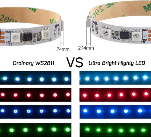 Miniatura 6 de BTF-LIGHTING WS2811 Tira LED direccionable Ultra brillante 5050 SMD RGB 60LED/m 20Pixels/m Píxeles Multicolor Luz Total 300LED 100Pixeles 16.4ft