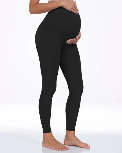 Miniatura 2 de WHOUARE Leggings de maternidad sobre el vientre con bolsillos para mujer, cintura alta, entrenamiento, pantalones de yoga