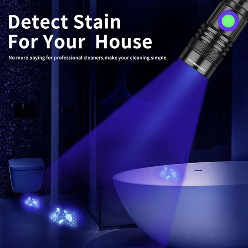 Miniatura 7 de DARKBEAM Linterna UV de 365 nm recargable de luz negra - Potentes mini linternas ultravioleta LED, lámpara portátil USB-C Woods - para detección
