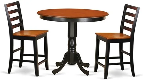 Miniatura 7 de East West Furniture TRFA5-BLK-W - Juego de pub de 5 piezas de altura de mostrador que incluye una mesa redonda de comedor y 4 sillas de cocina, 42 x