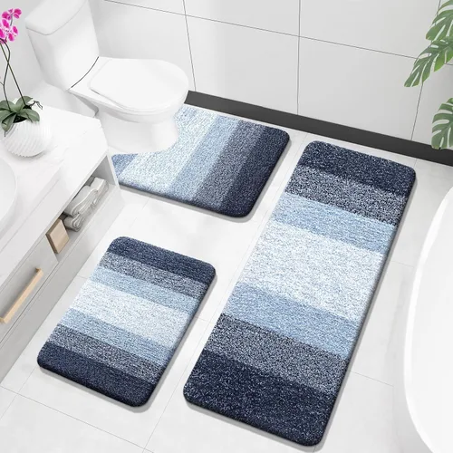 Miniatura 58 de OLANLY Juego de alfombras de baño de 3 piezas, alfombras de baño de microfibra suave y absorbente y alfombra de inodoro de contorno en forma de U