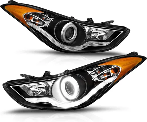 Miniatura 7 de AmeriLite Xtreme Juego de Faros Delanteros Halógenos con Proyector LED Halo Para Hyundai Elantra Sedan Coupe 2011-2013 - Lado del Pasajero