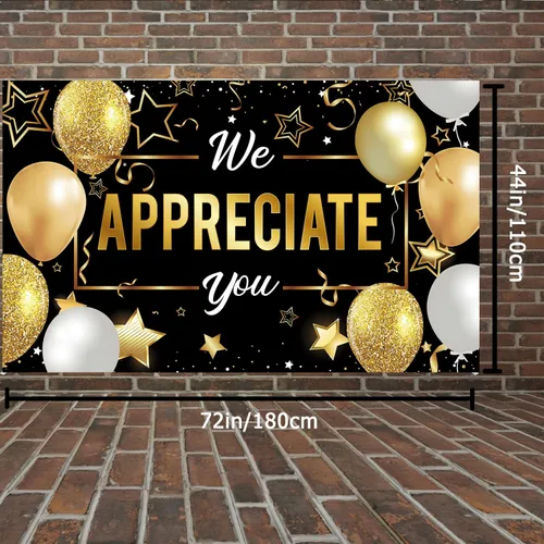 Miniatura 4 de Cartel de fondo con texto en inglés "We Appreciate You", decoraciones de agradecimiento a los empleados, pancarta de agradecimiento para veteranos
