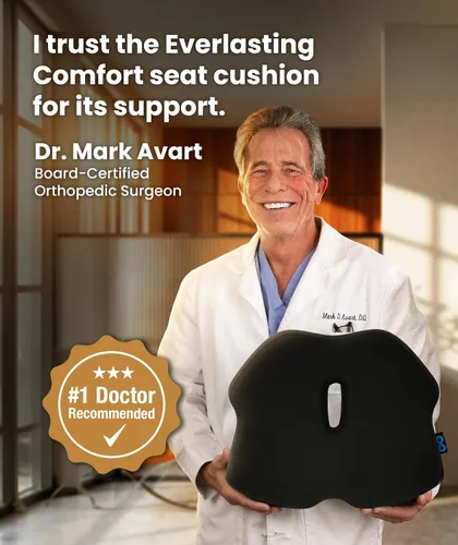 Miniatura 7 de Everlasting Comfort Cojín de asiento de espuma viscoelástica recomendado por médicos para sillas de oficina y automóvil, accesorios ergonómicos