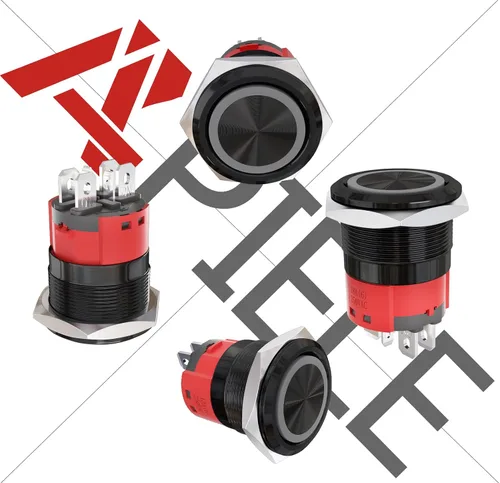 Miniatura 3 de APIELE Interruptor de Botón Pulsador con Pestillo de 10 Amperios 22mm 12V Ojo de Ángel LED Impermeable Aleación de Aluminio Redondo Autobloqueante