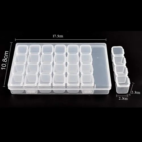 Miniatura 3 de 1 paquete de 28 rejillas de diamantes, caja de plástico para joyería, organizador de joyas, cajas de almacenamiento de bordado de diamantes, caja