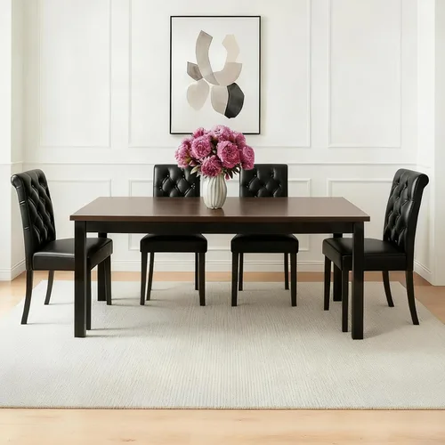 Miniatura 26 de Juego de 2 sillas de comedor de terciopelo tapizadas, modernas sillas decorativas copetudas, sillas laterales Parsons de madera para el hogar, negro