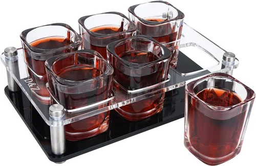 D&Z Juego de vasos de chupito con bandeja de chupito, vasos de chupito de 2 onzas divertidos para whisky/vodka/cóctel, regalo de 21 cumpleaños para