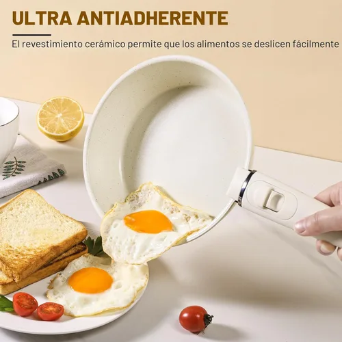 Miniatura 4 de Juego de ollas y sartenes Tibbicc antiadherentes, juego de utensilios de cocina de cerámica antiadherente con 5 sartenes sin PFAS/PFOA/PTFE tóxicos