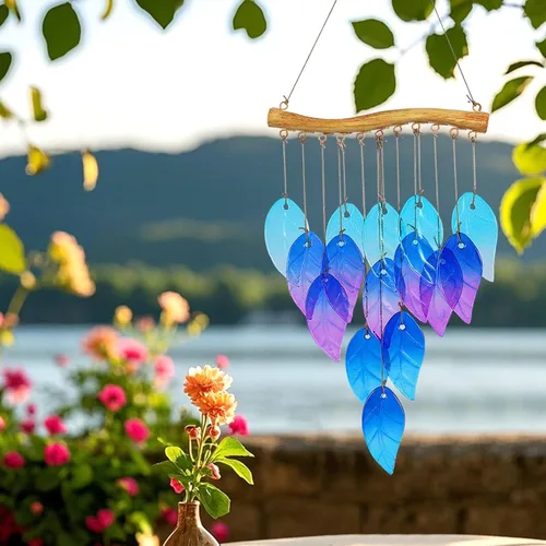 Miniatura 5 de Campanillas de viento de pez de cristal marino para exteriores, campanillas de viento únicas para exteriores, patio, playa, decoración de jardín