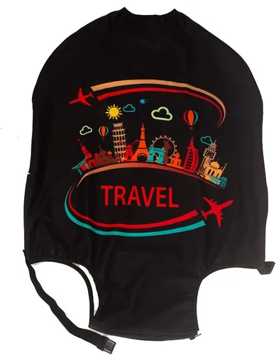 Miniatura 3 de Madifennina Funda protectora de equipaje de viaje de elastano para equipaje de 23 a 32 pulgadas, Negro-viaje