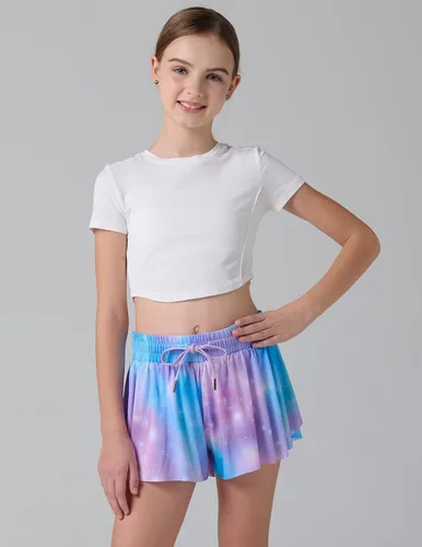 Miniatura 70 de Paquete de 3 pantalones cortos fluidos para niñas con forro de elastano, 2 en 1, faldas de mariposa para jóvenes, para fitness, correr, deportes