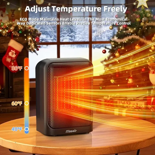 Miniatura 3 de Calentador de espacio, calentadores eléctricos de cerámica PTC de 1400 W, para interiores, portátil, calentamiento rápido 2S con termostato