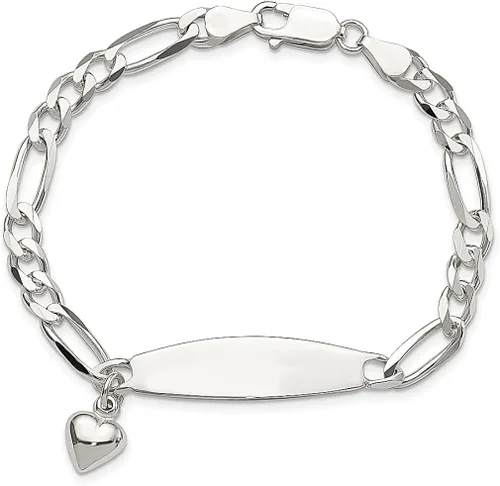 Miniatura 3 de ICE CARATS Pulsera de plata de ley 925 con forma de corazón Figaro Id para mujer, joyería fina para regalo para ella, Plata de ley