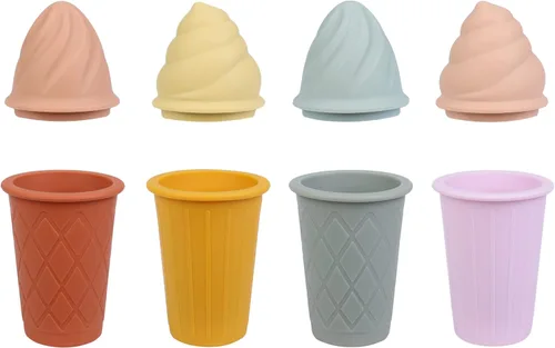 Miniatura 2 de BLUE GINKGO Juguetes de arena de helado - Juego de 4 juguetes de silicona para la playa Fácil de limpiar, apto para viajes Juguetes de arena