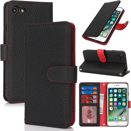 Miniatura 74 de Zouzt Funda para iPhone 11 de 6.1 pulgadas de piel auténtica con 4 ranuras para tarjetas, tarjetero con bloqueo RFID, tapa magnética, función atril