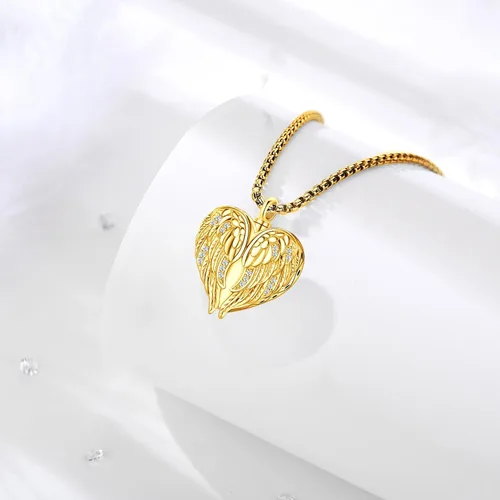 Miniatura 179 de Collar de alas de ángel de plata de ley 925, ángel de la guarda, enfermera RN caduceo, dije de ángel de cristal, joyería de regalo para mujer