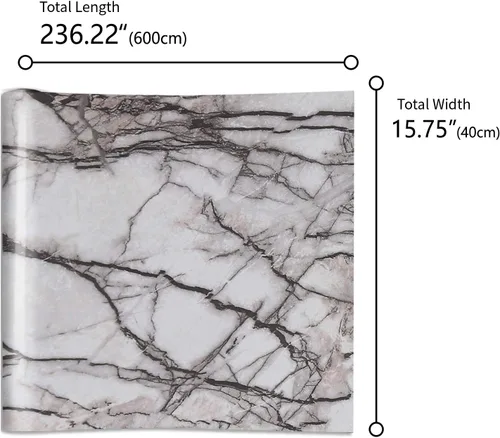 Miniatura 4 de VEELIKE Papel de contacto abstracto de mármol agrietado para encimeras, impermeable, despegar y pegar, encimeras de 15.7 x 236 pulgadas, papel