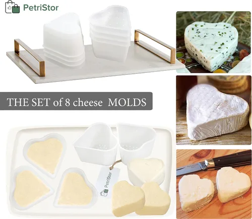 Miniatura 7 de PetriStor Molde de queso suave para queso de 8 piezas, 1/3 cuartos de galón, molde de queso suave para hacer queso, suministros caseros para hacer