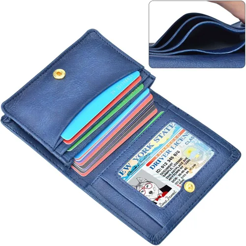 Miniatura 5 de XEYOU Funda para tarjetas de crédito, tarjetero para tarjetas de crédito, pequeña cartera de bolsillo frontal para mujer, Azul, Moderno