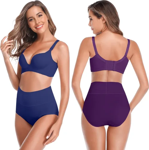Miniatura 2 de Ropa interior de algodón de cintura alta para mujer, ropa interior suave súper elástica, bragas de cobertura completa para mujer