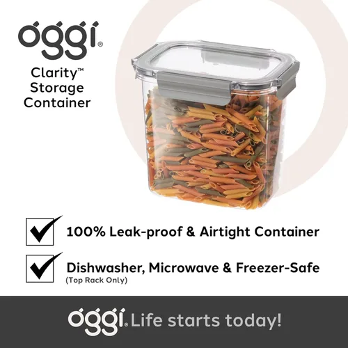 Miniatura 7 de Oggi Clarity - Contenedor hermético para almacenamiento de alimentos a prueba de fugas, ultra transparente, sin BPA, recipiente sellable con tapa