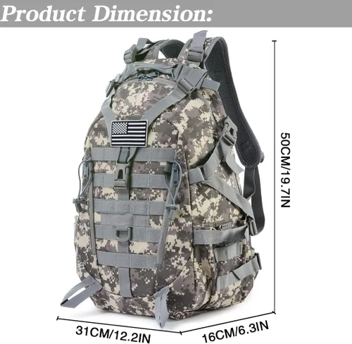 Miniatura 7 de LIMHOO Mochila táctica para motocicleta, bolsa militar Molle, mochila EDC para senderismo, ciclismo, camping, senderismo, caza, viajes, con correas
