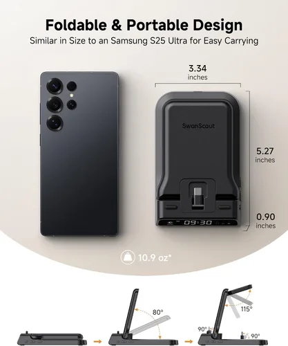 Miniatura 7 de Estación de Carga Rápida USB C de 25W para Samsung, SwanScout 701S, Soporte de Carga Plegable 3 en 1 para Galaxy S25/S24/Z Flip 7/Fold