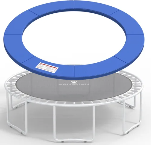 Miniatura 14 de LANGXUN - Almohadilla de seguridad universal para cama elástica de 8 pies, 10 pies, 12 pies, 14 pies, 15 pies, 16 pies, cubierta de espuma de Azul