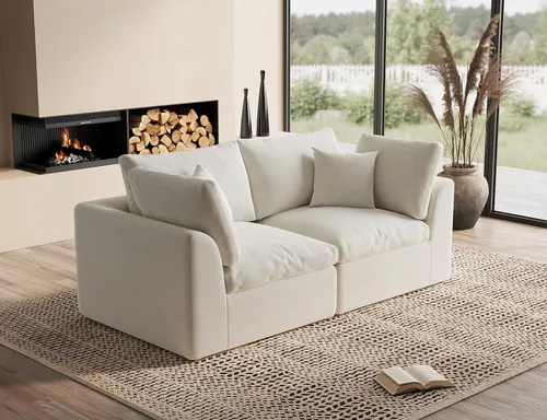 Miniatura 33 de ohllob Sofás seccionales Cloud de 110 pulgadas para sala de estar, sofá deshuesado en forma de L con otomana, sofá modular de 3 plazas, color negro