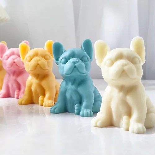 Miniatura 4 de Moldes de vela 3D Bulldog para hacer velas, molde de silicona con forma de perro para decoración de pasteles de chocolate, lindo animal