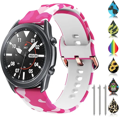 Miniatura 9 de Correa de reloj floral de 0.866 pulgadas compatible con Samsung Galaxy Watch 3 de 1.772 pulgadas/Gear S3 Frontier/Classic, correa de silicona