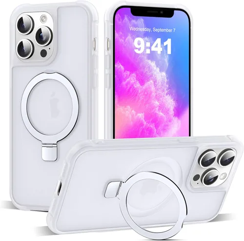 Miniatura 170 de SKYLMW – Funda compatible con iPhone 12 Pro Max y iPhone 13 Pro Max con soporte magnético invisible tipo anillo, fundas translúcidas para teléfonos