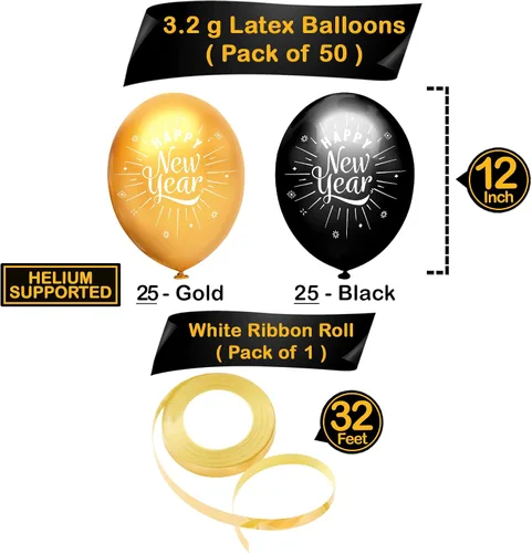Miniatura 4 de KatchOn, Juego de 50 globos de feliz año nuevo, globos de látex de feliz año nuevo, decoraciones de feliz año nuevo 2026 Suministros para fiesta