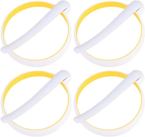 Miniatura 6 de PRETYZOOM 4 anillos de silicona antiadherentes para huevos, moldes redondos de tortilla de 5 pulgadas con asas para cocinar fácilmente en la plancha